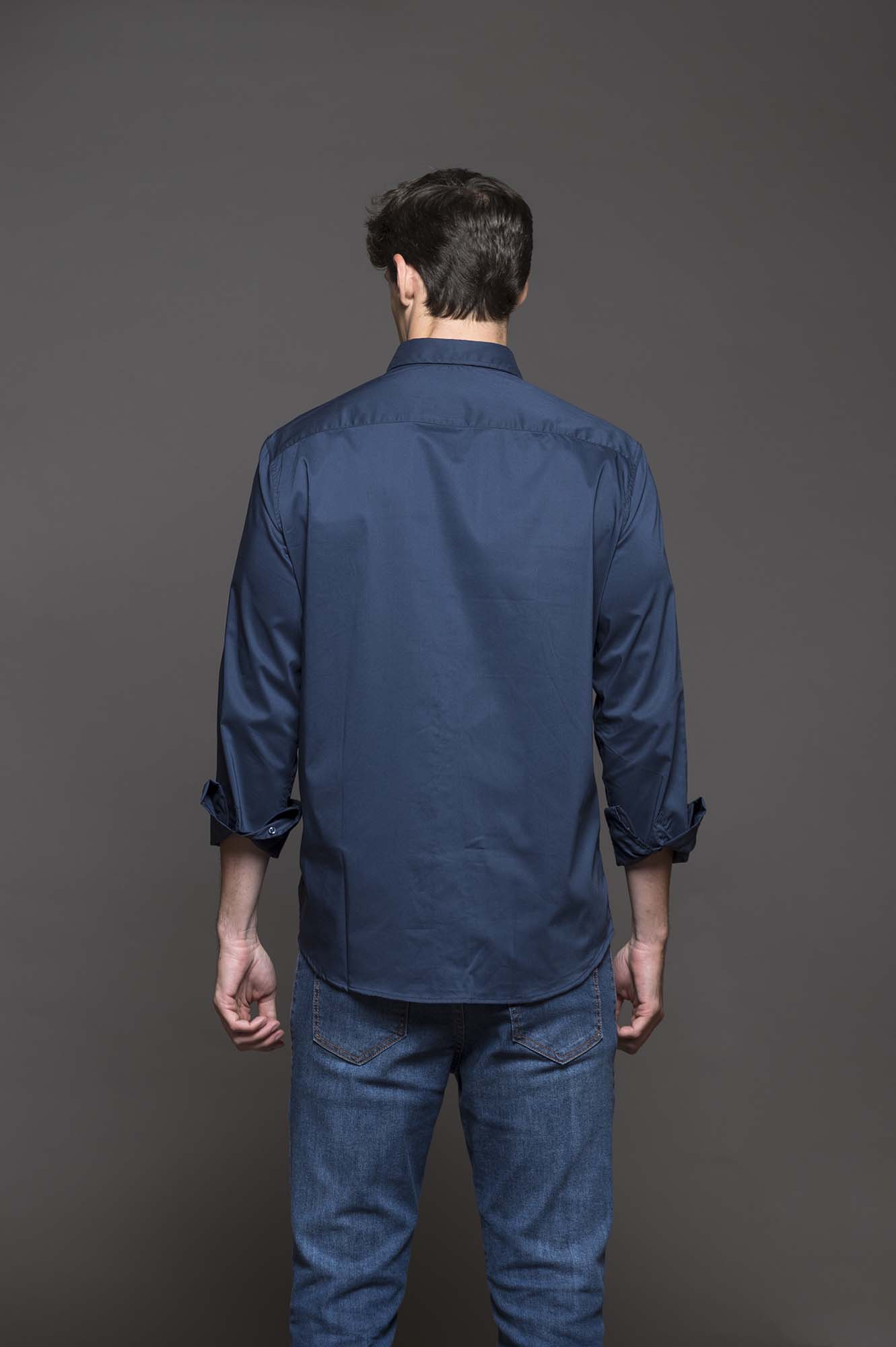 6519MLLAM - CAMISA REGULAR AZUL MARINO
